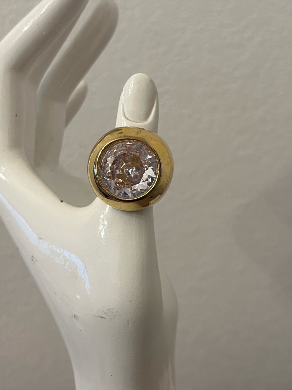 Michael Kors Gold Ring with Clear Faceted Stone